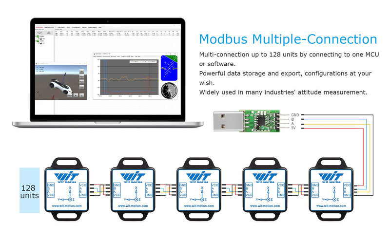 [Australia - AusPower] - WitMotion WT901C-485 mpu9250 High-Precision Gyro+Accelerometer+Angle+Magnetometer,9-Axis Digital Compass (Kalman Filtering, Modbus),Triple-Axis Tilt Angle Inclinometer for PC/Arduino/Raspberry Pi 