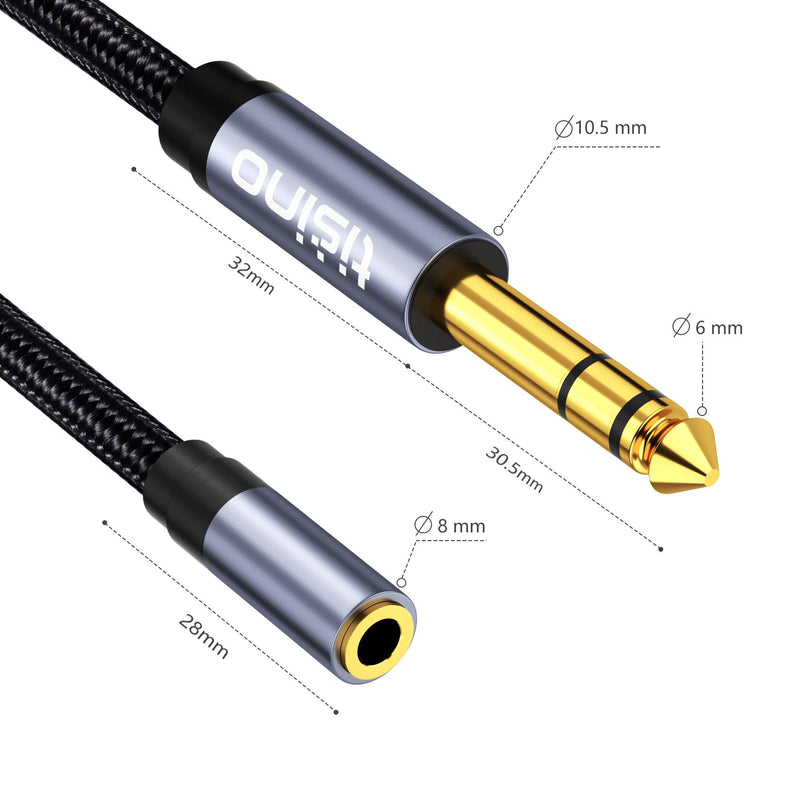 [Australia - AusPower] - TISINO 3.5mm to 1/4 Headphone Jack Adapter Cable 6.35mm 1/4" Male to 1/8" Female Adapter for Headphones, Amplifiers, Guitar Amp, Keyboard Piano, Home Theater, Speaker, Mixing Console - 1 feet 