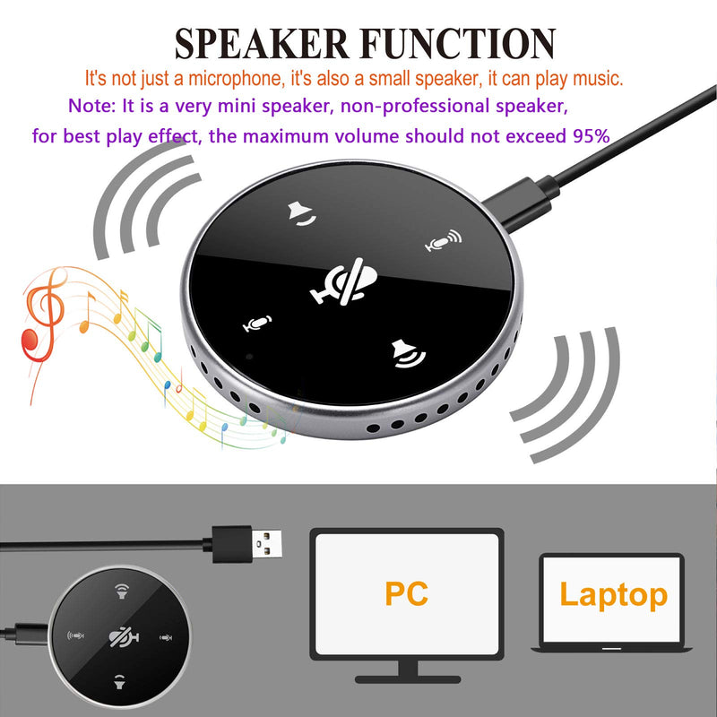 [Australia - AusPower] - USB Conference Microphone with Speaker,Omnidirectional Speakerphone Computer Mic with 360º Voice Pickup, Touch-Sensor Buttons to Mute/Volume for Streaming, Skype,VoIP Call, Webinar, Interview blank+white 