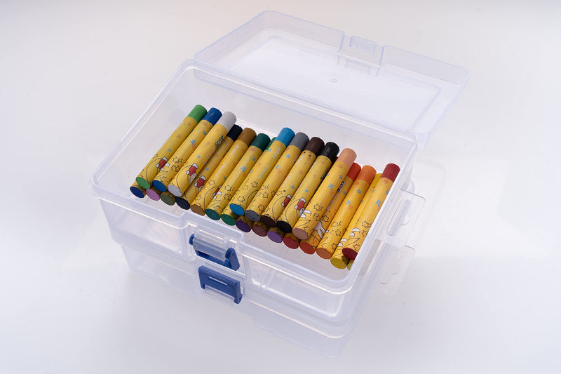[Australia - AusPower] - Crayon storage box, transparent plastic storage box, stackable fixed cover folder box, suitable for office, home and industry, 6.4x4.7 Inches 