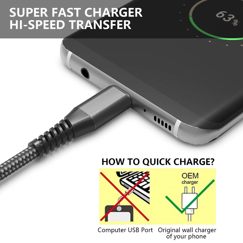 [Australia - AusPower] - USB C Cable 3A Fast USB Type C Cable【2 Pack 6FT】Phone Charger Cord Fast Charging Cable for Samsung Galaxy S9/S8/A50/A51/A71/A20/A21/A20e/A10e/A11/S20,Note 20/9/8,LG Stylo 4/5 K51,LG V30/G6/G5,Moto Z. 