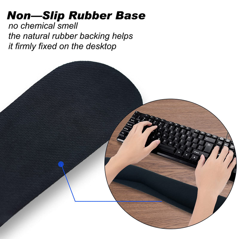 [Australia - AusPower] - Xmaxbel Keyboard Wrist Rest, Memory Foam Wrist Pad for Keyboard, Keyboard Wrist Support Cushion with Nonslip Rubber Base and Ergonomic Design (Black), 16.93 x 3.35 x 0.78 inches 