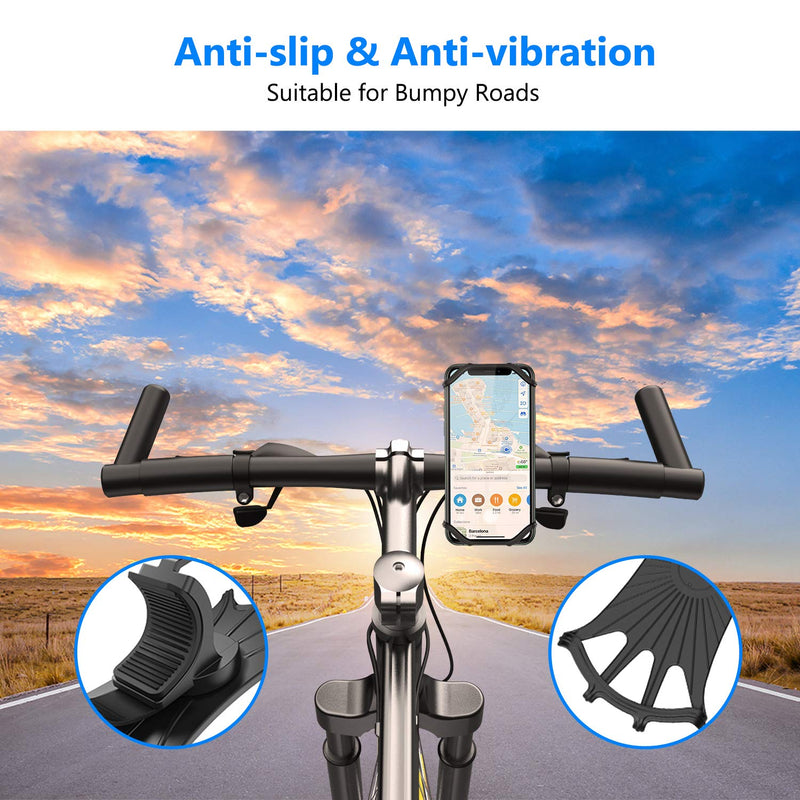 [Australia - AusPower] - Bike Phone Mount, VUP Universal Bike Cell Phone Holder, 360° Rotatable, Silicone Bicycle Phone Mount Compatible with iPhone 13/Pro Max/Pro/mini/12/11/Xs/Max/Xr/X/7/8/Plus, 4.0''~6.7'' Cellphones Black 