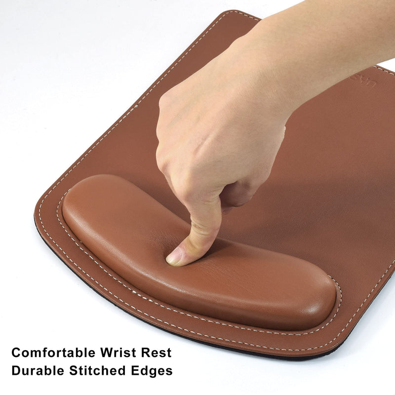 [Australia - AusPower] - ZORESYN PU Leather Gaming Mouse Pad with Wrist Rest Support, Ergonomic Memory Foam Mouse Wrist Rest Pad, Non Slip Mousepad - Large, Brown Light Brown WMP-01 