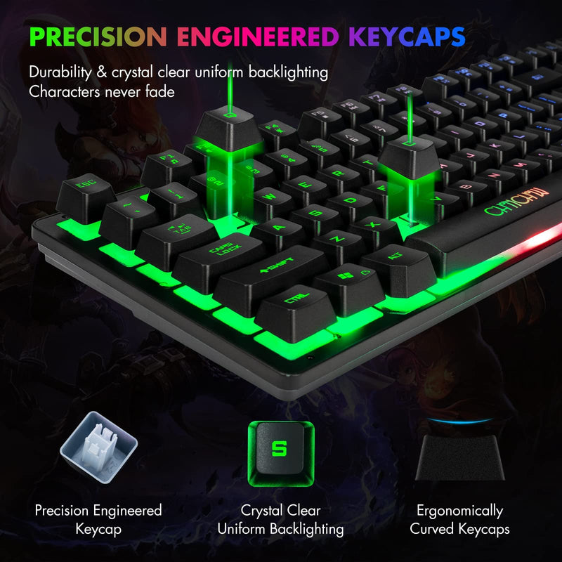 [Australia - AusPower] - RGB Compact Gaming Keyboard, CHONCHOW USB Wired 87 Keys Gaming Keyboard LED Rainbow Backlit Tenkeyless Gaming Keyboard TKL Keyboard Gaming RGB Keyboard for Laptop Ps4 Xbox PC Computer Game and Work Black 