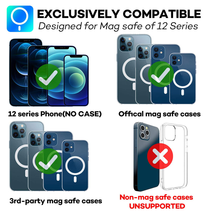 [Australia - AusPower] - Quarble Compatible with iPhone 12 Magsafe Base【Removable and Wireless Charging Compatible】 Designed for Phone Ring Holder Black 