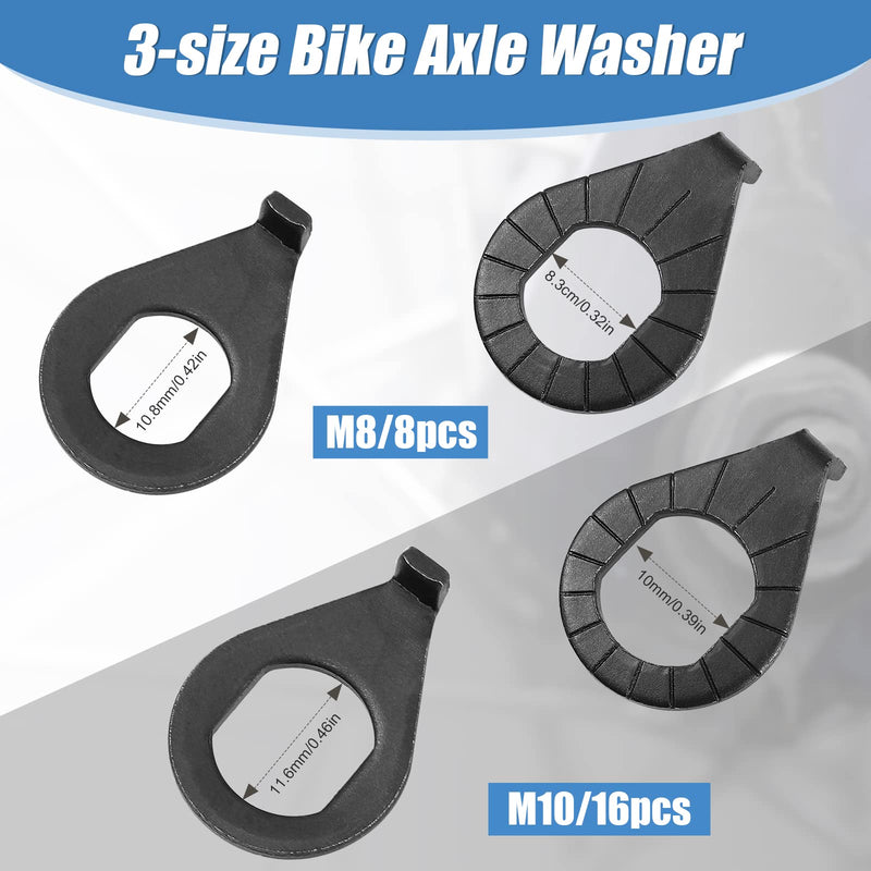 [Australia - AusPower] - Moxweyeni 48 Pcs Bike Axle Nut Bicycle Hub Flanged Axle Nut and Safety Washer Kit, 3 Size Bike Nuts with Safety Washers Bicycle Accessories for Front and Back Bike Wheel 