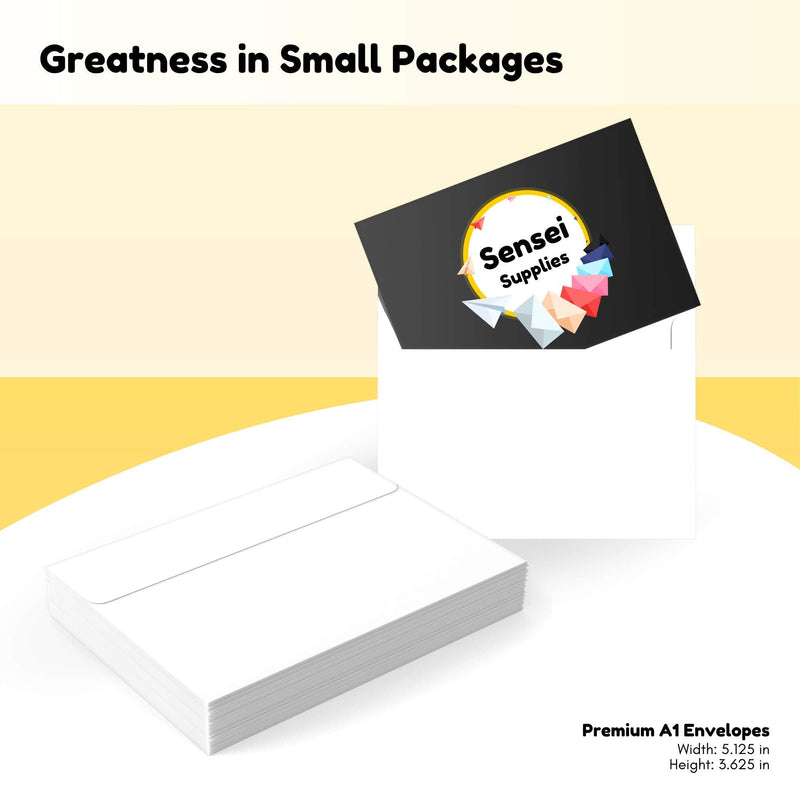 [Australia - AusPower] - 55 3 ⅝ x 5 ⅛ White RSVP Small Envelopes - A1 - For Weddings Response Cards, Baby Showers, Thank You Notes, Photos and any 3” x 5” inserts - W/Peel, Press & Self Seal - Square Flap A1 55 Pack 