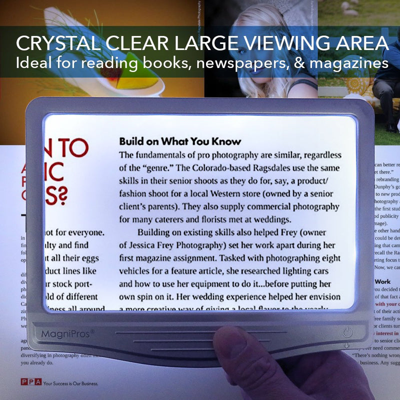 [Australia - AusPower] - MagniPros 3X Large Ultra Bright LED Page Magnifier with 12 Anti-Glare Dimmable LEDs(Evenly Lit Viewing Area & Relieve Eye Strain)-Ideal for Reading Small Prints & Low Vision Seniors with Aging Eyes 