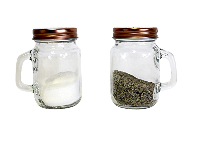 [Australia - AusPower] - Salt and Pepper Shaker Set Mason Jar (Clear Glass) Vintage Inspired Design 