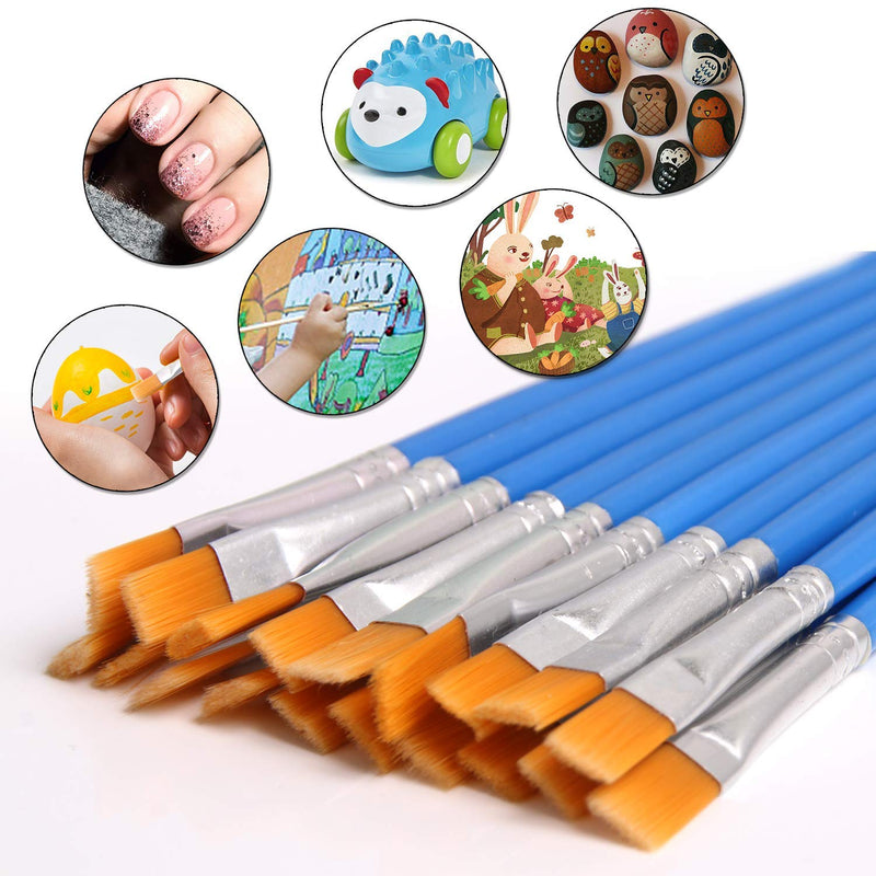 [Australia - AusPower] - DECYOOL 60 Pcs Paint Brushes Set Kids Nylon Flat Hair Small Oil Watercolor Artist Painting Kits Bulk for Acrylic Painting Flat Brushes 