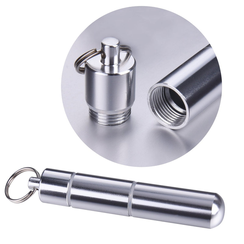 [Australia - AusPower] - Hotop Portable Toothpick Holder Pocket Waterproof Aluminium Alloy Toothpick Box Metal Pill Case with Key Ring, 2.8 x 0.6 Inch 
