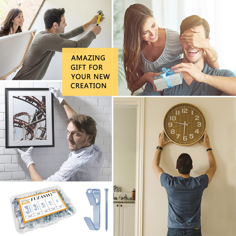 [Australia - AusPower] - Picture Hangers, 160pcs Picture Hooks with Nails , 10-100lbs Picture Frame Hangers, Professional Picture Hanging kit on Wooden Wall / Drywall for Pictures, Canvas, Mirror, Holds 10-100 lbs（Silver） Silver10- 100lbs 