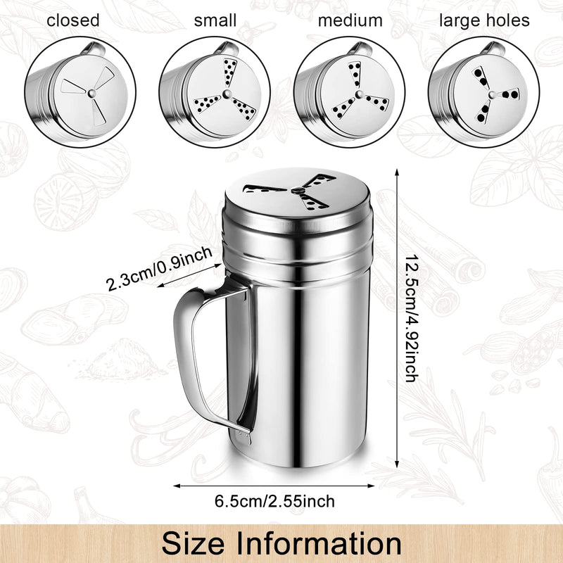 [Australia - AusPower] - 3 Pieces Seasoning Bottle with Handle Stainless Steel Spice Shaker Metal Versatile Dredge Shaker with Rotating Cover for Cooking Kitchen Gadget (Fan Style Lid,Large) Large Fan Style Lid 