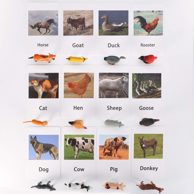 [Australia - AusPower] - Yikko Montessori Animal Match Cards 48pcs - Insects and Animals Figurines and Cards, Montessori Materials Preschool Infant Toddlers Sorting Toys 