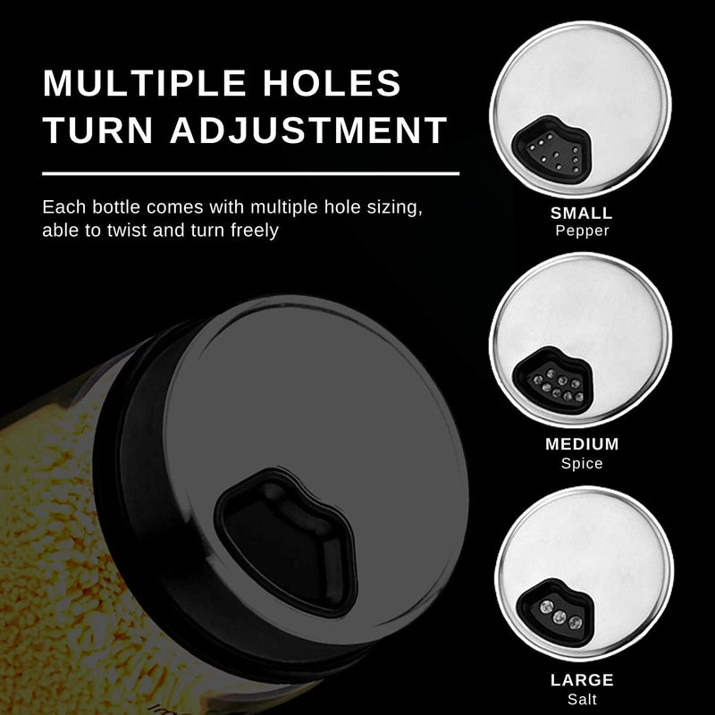 [Australia - AusPower] - ZETA Salt and Pepper Shaker with Adjustable Pour Holes Lid, Stainless Steel Cap Glass Body 