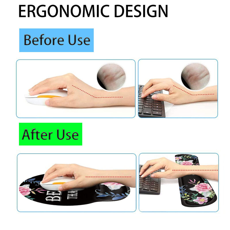 [Australia - AusPower] - Keyboard Wrist Rest and Mouse Pad Wrist Support Set with Coffee Coaster, Non-Slip PU Base for Gaming and Office, Comfortable & Lightweight for Easy Typing & Pain Relief,Flower Bible Verse Psalm 46:10 Flower Bible Verse Psalm 46:10 