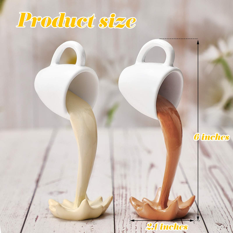 [Australia - AusPower] - 2 Pieces Floating Coffee Cups Coffee Bar Accessories Magic Pouring Spilling Splash Coffee Mugs Funny Sculpture Art Decor for Home, Kitchen, Present for Coffee Lover (Cream, Brown) Cream, Brown 