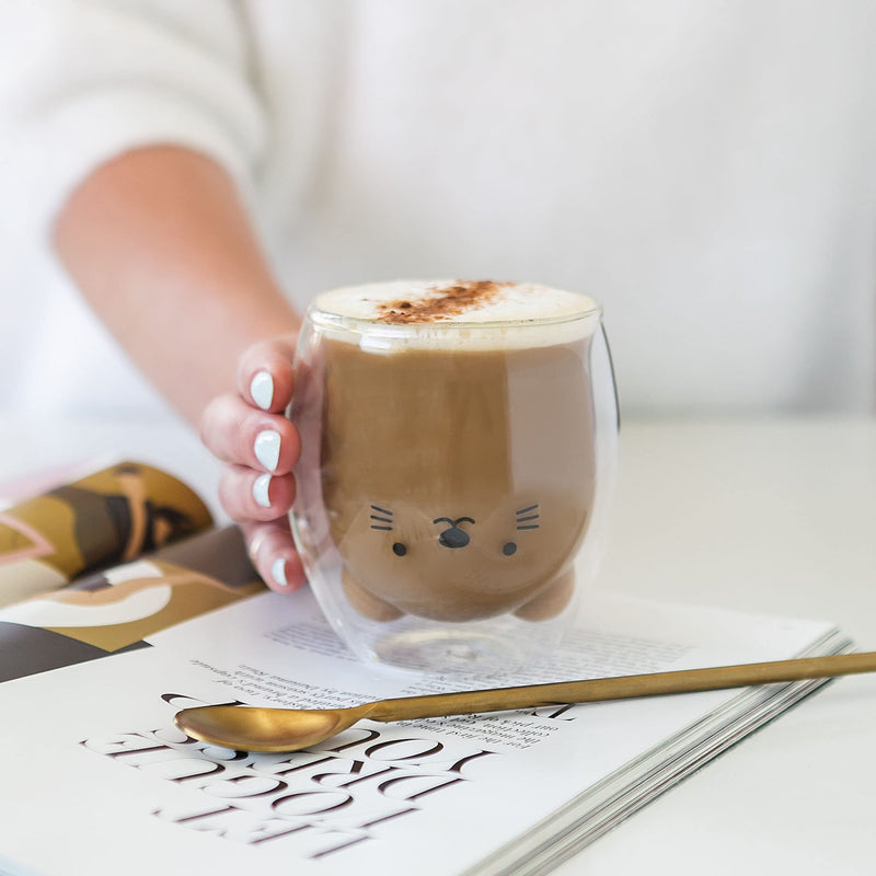 [Australia - AusPower] - Cute Pig Coffee Mug - 3D Animal Double Wall Glass Cup Collection - Use as a Glass Coffee Cup, Tea Cup, Cocktail Cup, or Milk Cup - 12.6oz Cups - Pig Mug (Pig) 