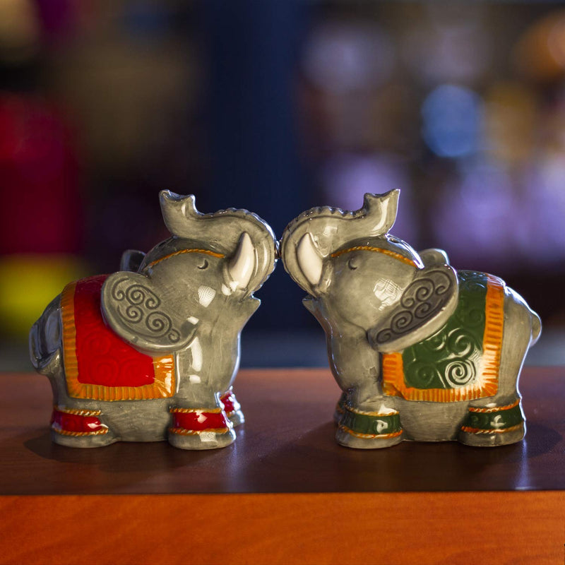 [Australia - AusPower] - Pacific Giftware Raja Elephants Ceramic Salt and Pepper Shakers Set 