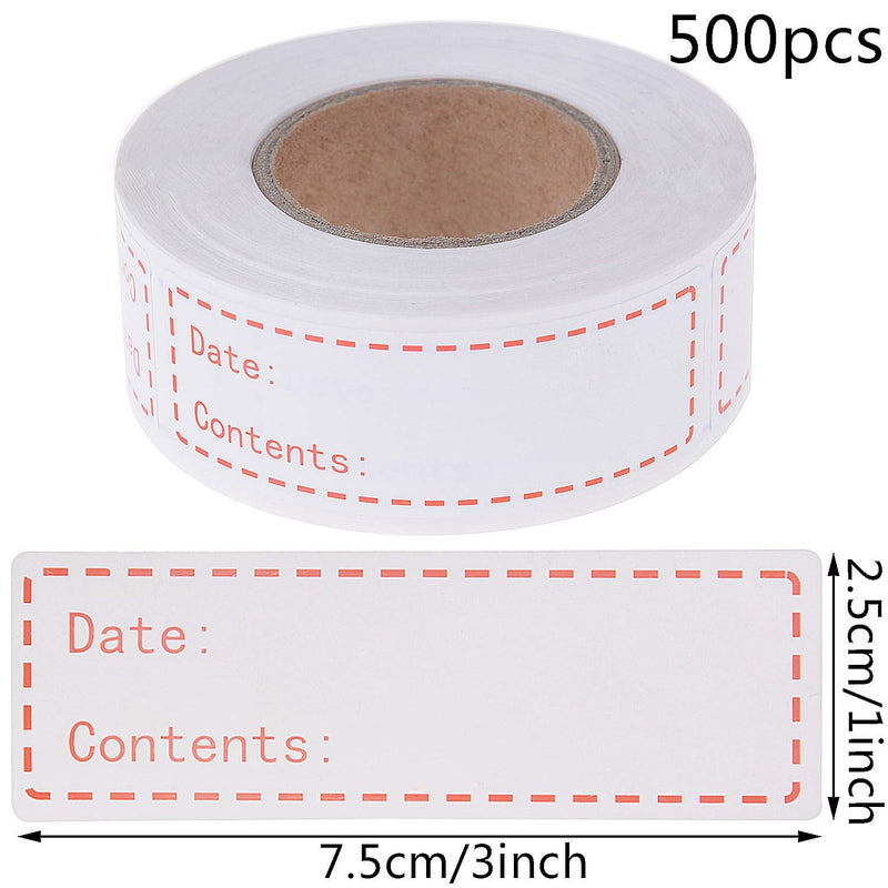 [Australia - AusPower] - 500 Pieces Removable Food Storage Labels Freezer Labels 1x3in Food Storage Stickers Refrigerator Freezer Labels Adhesive Paper Labels(1 Roll,Red) Red 