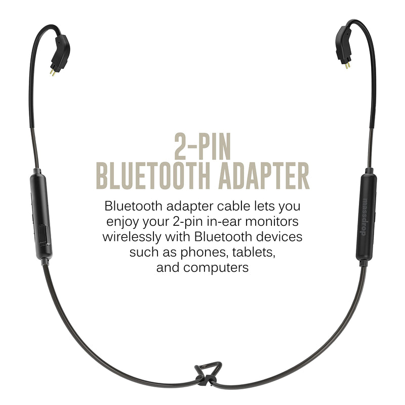 [Australia - AusPower] - MEE audio BTN 2-Pin Bluetooth Wireless Adapter Cable with Qualcomm aptX for Massdrop and Other 2-pin in-Ear Monitors 2-Pin (0.78 mm) Bluetooth Adapter Cable 