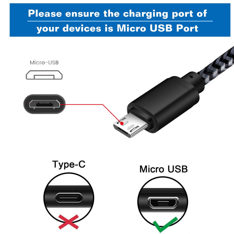 [Australia - AusPower] - Android Charger Cable, HI-CABLE Micro USB Cable [2 Pack/6FT] with 2-Pack Dual Port USB Wall Charger Fast Charging Compatible with Samsung Galaxy S7 S6 J8 J7 Note 5,Kindle,LG,PS4,Camera (Black) 