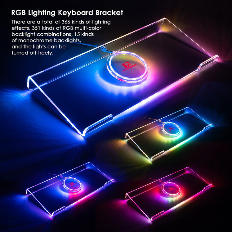 [Australia - AusPower] - Clear 366 Kinds RGB Acrylic Tilted Computer Keyboard Holder,PC Keyboard Stand Tray Holder for Easy Ergonomic Typing and Working at Home and Office Upgraded Version RGB Chocolate stand 