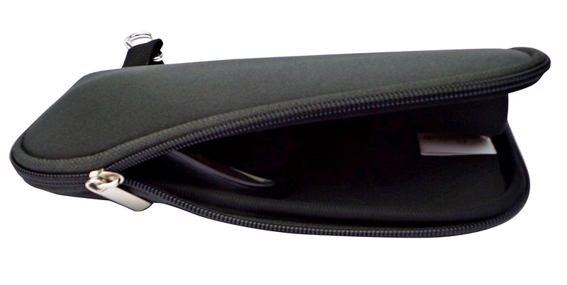 [Australia - AusPower] - Travel Mouse Case Electronics Organizer Bag | Laptop Cord Cable Accessory Pouch with Extra Rolled Up Travel Mouse Pad | Pouch Also Unzips Flat Into Mouse Pad (Black) charcoal 