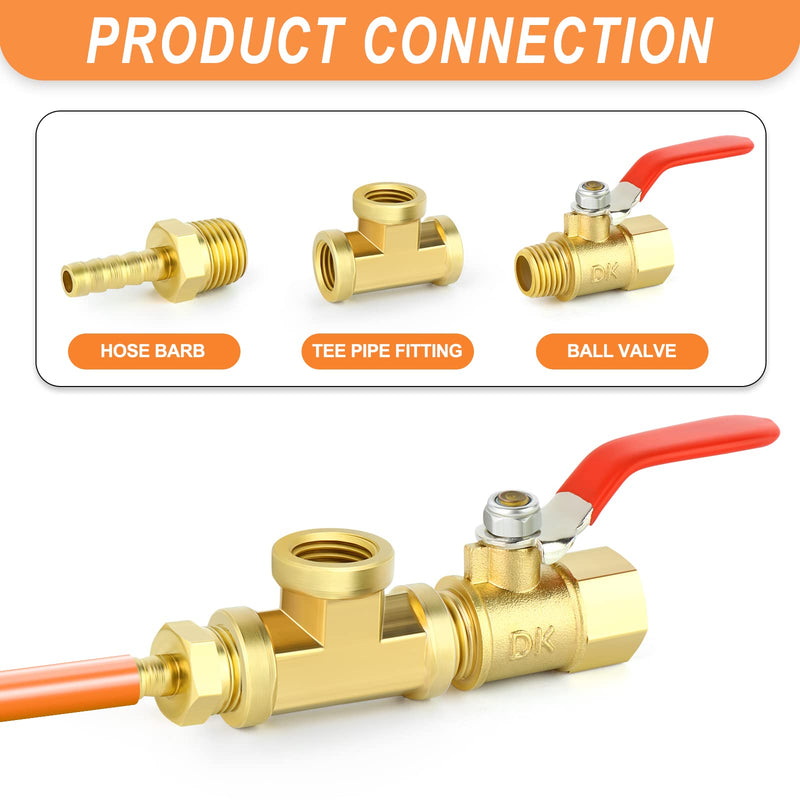 [Australia - AusPower] - GASHER 2 Pcs Brass Tee Fitting, 1/4" x 1/4" x 1/4" NPT Female Pipe Fittings 1/4 NPT 