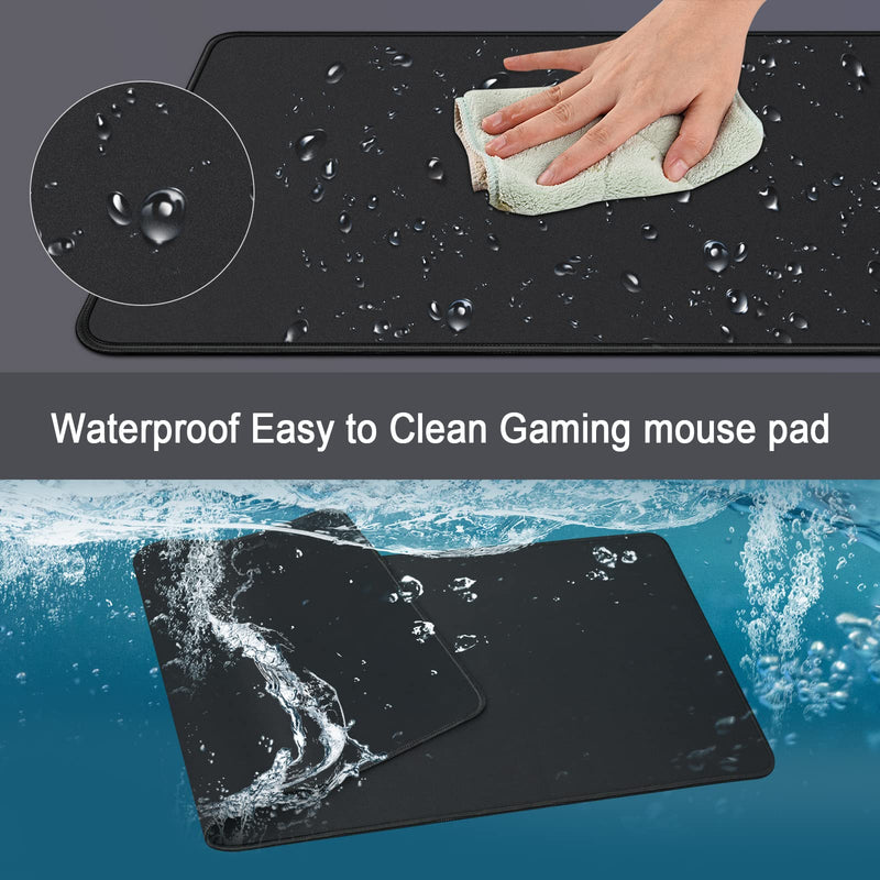 [Australia - AusPower] - Gaming Mouse Pad, XXL Large Extended Ｍousepad, 35.4x15.7 in with Stitched Edges Computer Keyboard Desk Pad, with Waterproof Non-Slip Base for Home/Office/Gaming/Work/Mouse Pads for Desk, Black 