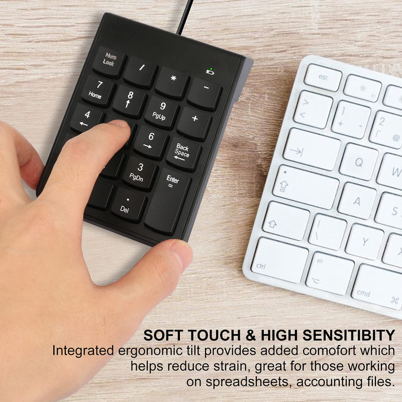 [Australia - AusPower] - Numeric Keypad for Laptop,18 Key USB Keypad, Numerical Keypad Wired Portable Ultra Slim Mini Numpad External Numbers Keyboard Pad teclado numerico for Laptop PC Computer Desktop Surface pro Notebook 