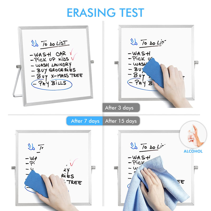 [Australia - AusPower] - Small WhiteBoard with Stand 10" X 10", ARCOBIS Magnetic Double-Sided Dry Erase White Board Easel for Desk Students Kids Home Office Silver 10“ X 10” 