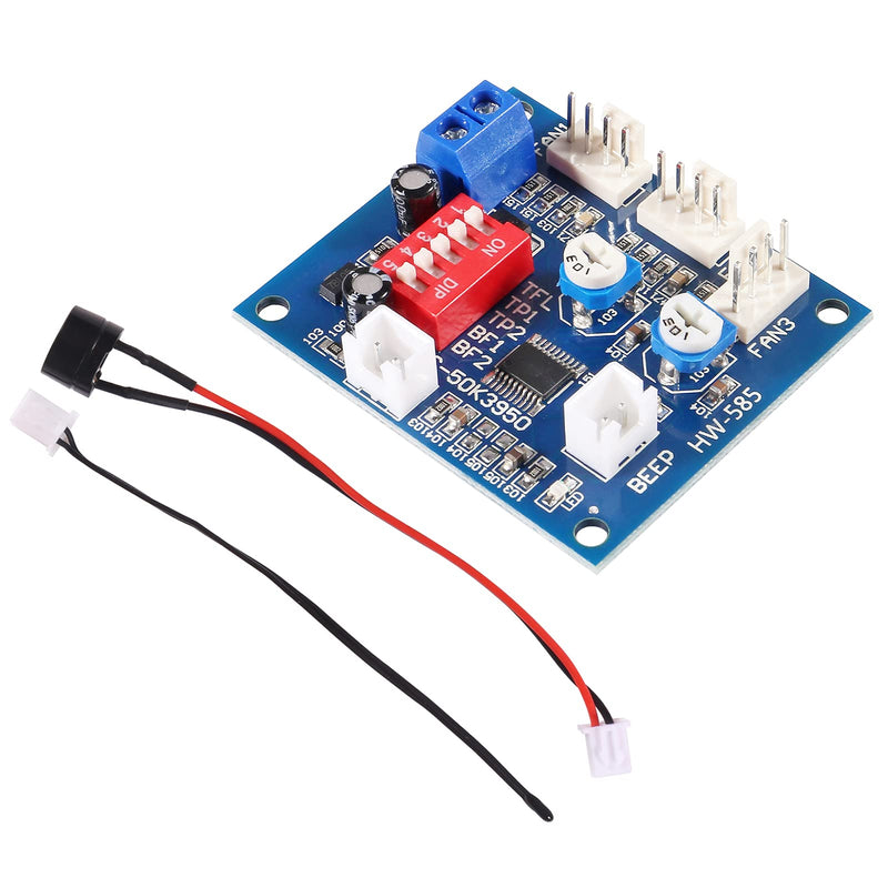 [Australia - AusPower] - ACEIRMC 2pcs DC12V 4-Wire PWM PC Fan Temperature Control Manumotive Fan Speed Controller Module CPU High-Temperature Alarm with Buzzer with NTC 3950 Thermistor 