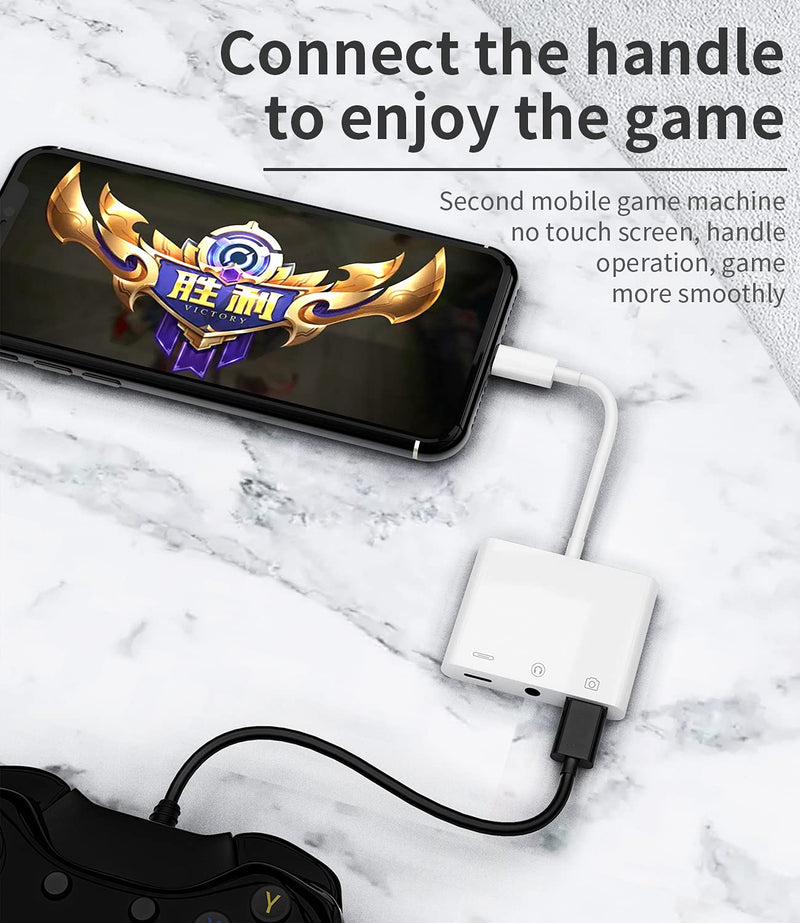 [Australia - AusPower] - Compatible for iPhone Headphone Adapter 3.5mm AUX Audio Jack Charger Dongle Earphone Splitter Compatible with Lightning Male to USB Female OTG Power Charging Camera MIDI Connector for Apple for ipad 
