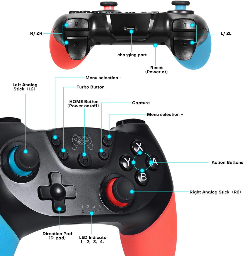 [Australia - AusPower] - Zexrow Controller for Switch Wireless Switch Pro Controller Gamepad Joypad for Switch Console and PC Supports Wakeup Gyro Axis and Dual Vibration 