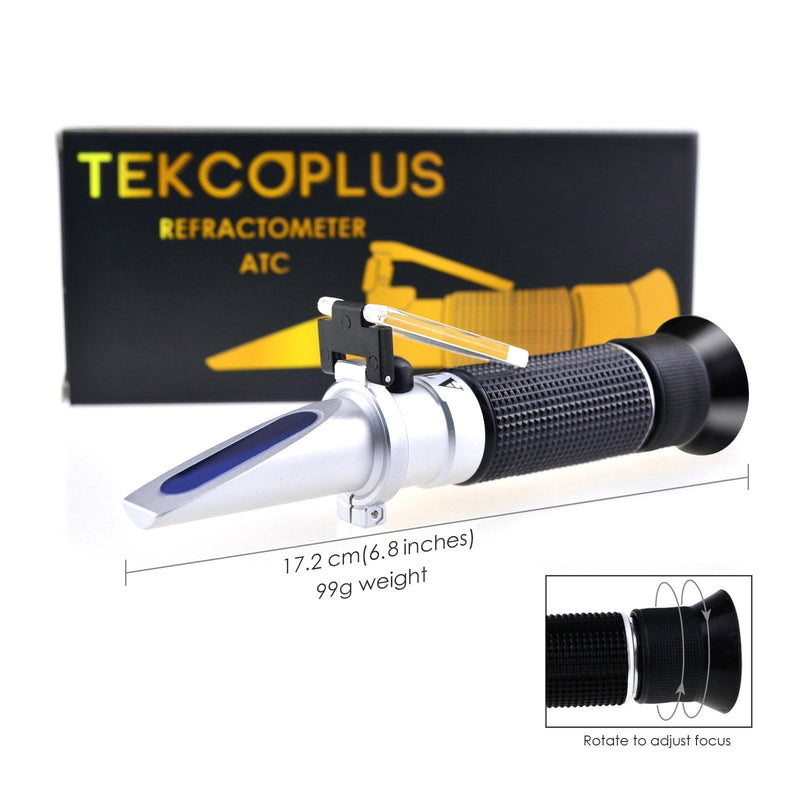 [Australia - AusPower] - TekcoPlus Salinity Refractometer ATC 0-28%, 0-280 PPT of NaCl, Measuring Sodium Chloride in Food, Salt, Seawater, Soy Sauce, Brine 0.2% Division, Made of Aluminum, with LED Light and Pipettes 