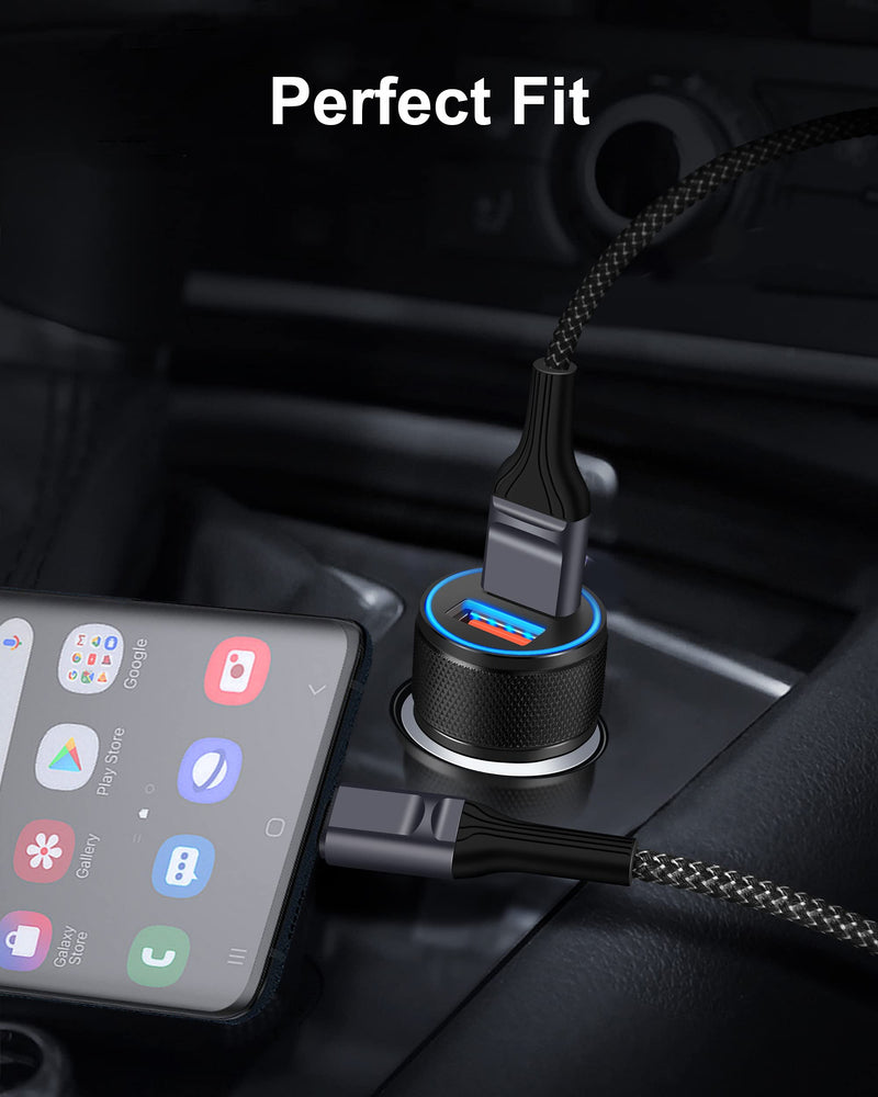 [Australia - AusPower] - USB C Car Charger for Samsung Galaxy S22, Power-7 18W Dual Port Fast Car Charger Adapter with Type C Cable 3ft USB C Cord Charging for Samsung Galaxy S21/S20/S10/S9/S8 Plus/Edge/Active, Note 20/10/9/8 