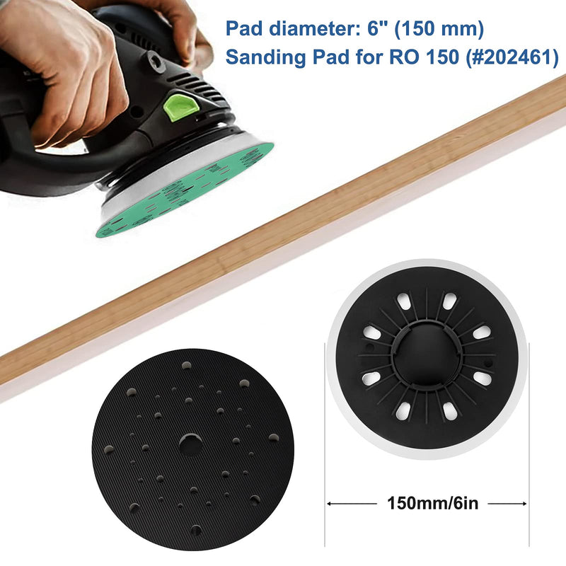 [Australia - AusPower] - KONIGEEHRE 6” 150mm Soft Replacement Sanding Backing Pad Comes with 10 PCS Hook and Loop Sanding Discs for Festool 202461 RO 150 Sander 