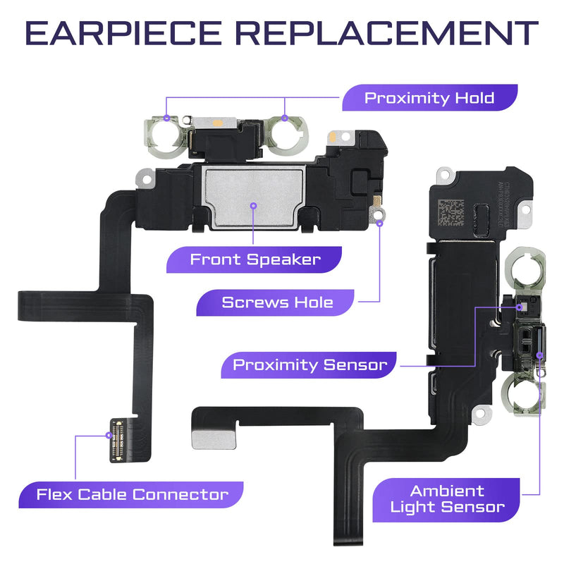 [Australia - AusPower] - for iPhone 11 Earpiece Front Speaker Replacement Repair 6.1", Ear Module Part with Ambient Light Sensor Flex Cable Connector Proximity Sensor Fix Tools Kit iPhone11 for A2111 A2223 A2221 