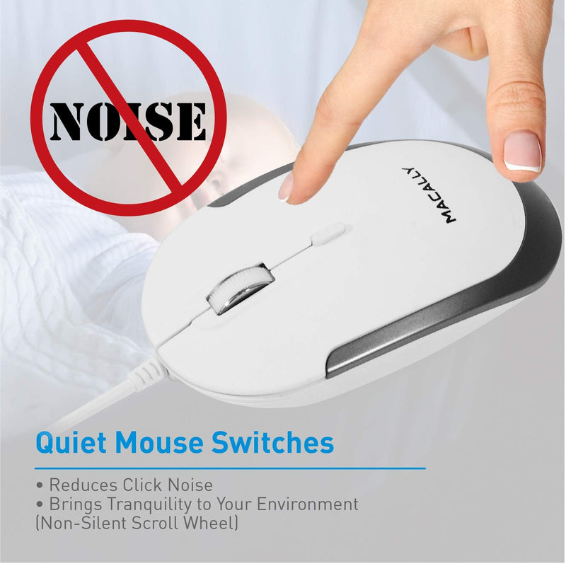 [Australia - AusPower] - Macally Mini Wired Keyboard and a Quiet Wired Mouse, Office Essentials 