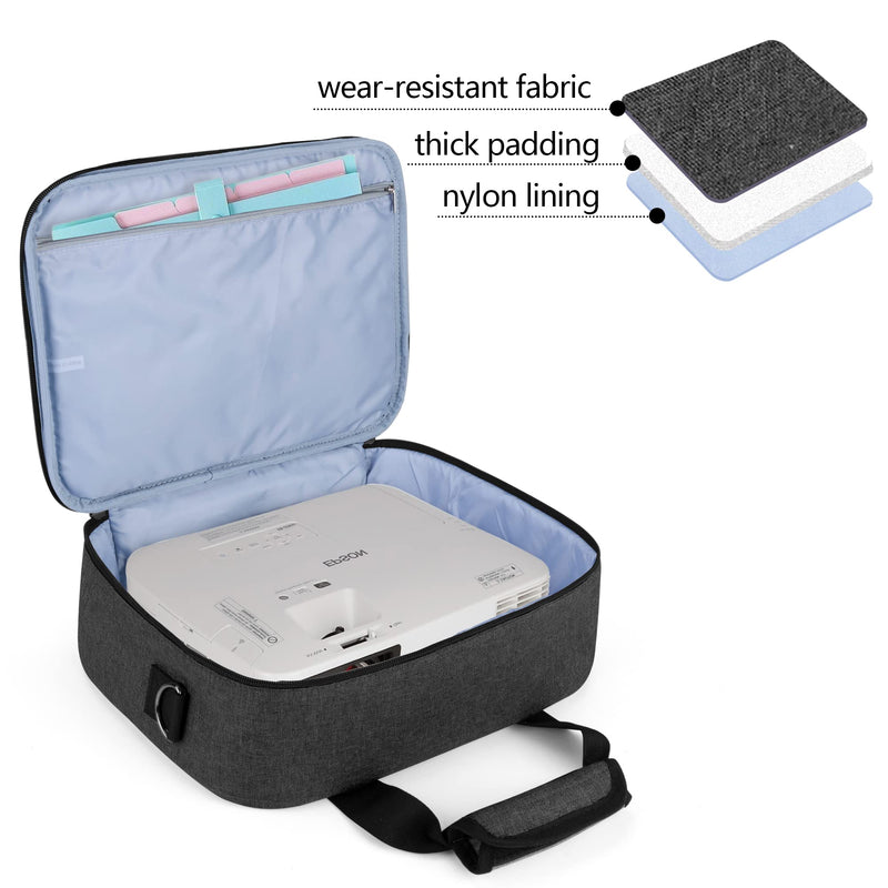 [Australia - AusPower] - Luxja Projector Case, Projector Bag with Accessories Storage Pockets (Compatible with Most Major Projectors), Medium(13.75 x 10.5 x 4.5 Inches), Black 