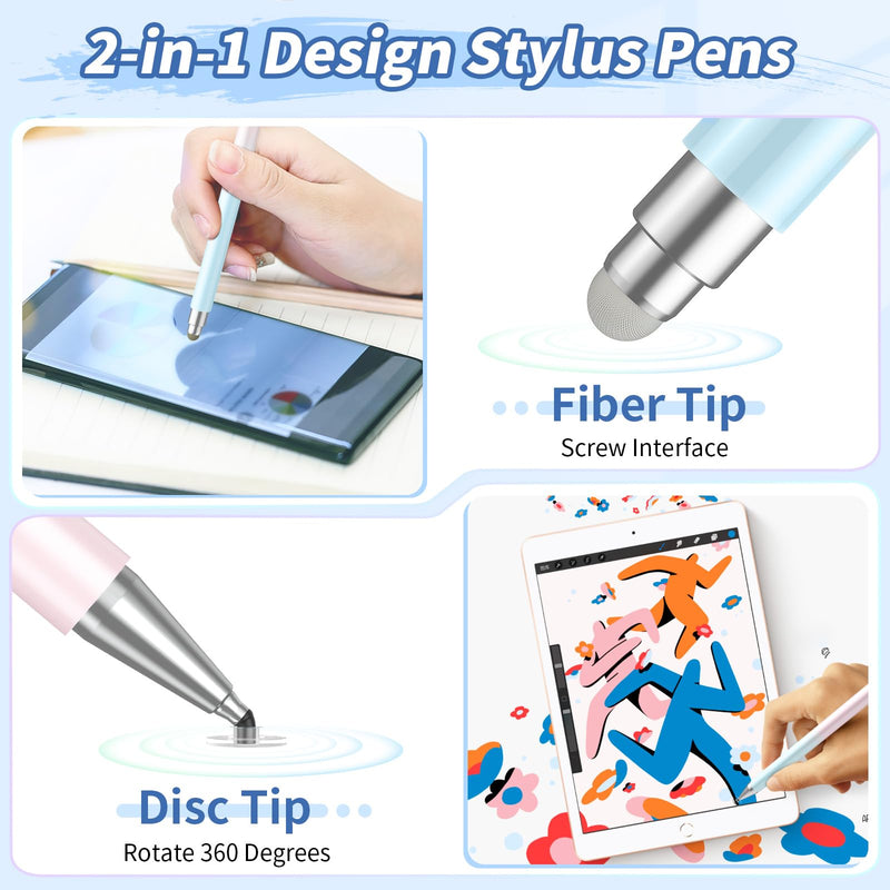 [Australia - AusPower] - Stylus Pens for Touch Screens(2 Pcs), High Precision Magnetic Adsorption 2-in-1 Stylus Pen for iPad Compatible with iPhone and All Touch Screens Red green/blue purple 