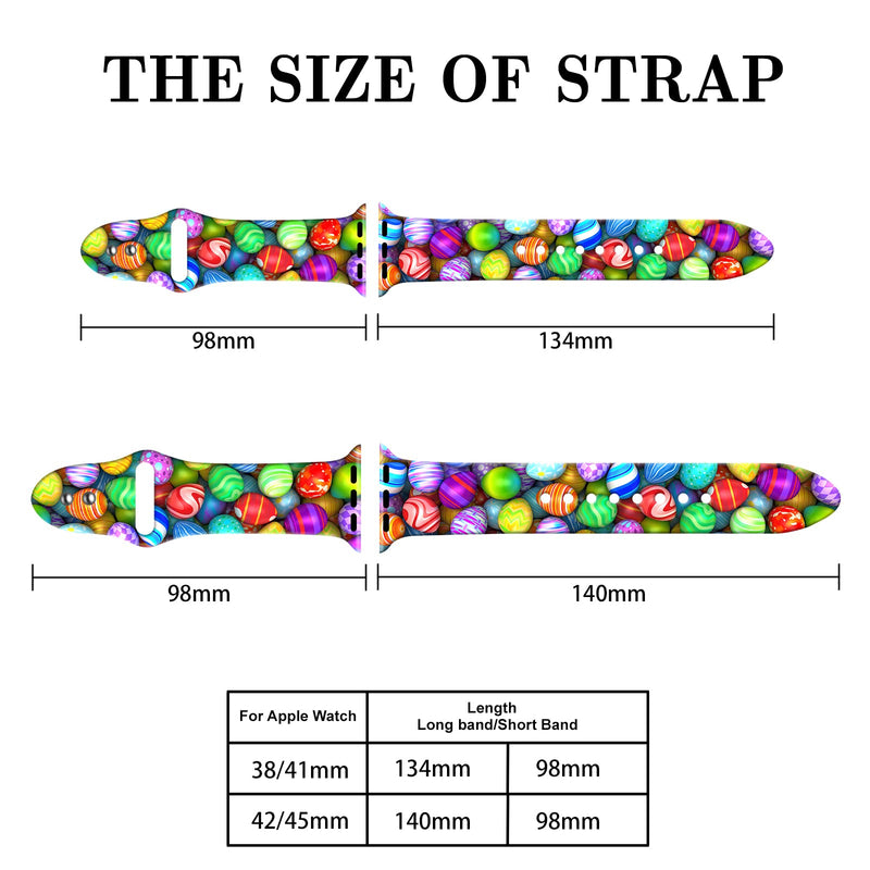 [Australia - AusPower] - Easter Watch Bands Compatible With Apple Watch 38mm 40mm 41mm 42mm 44mm 45mm Women Men Adjustable Fadeless Easter Eggs Soft Silicone Strap Replacement for Watch Series7/6/5/4/3/2/1 Easter eggs-8 38mm/40mm/41mm 