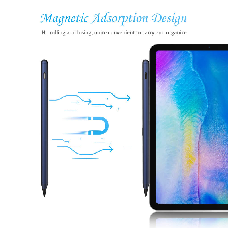 [Australia - AusPower] - Stylus Pen for ipad 9th/8th/7th/6th Generation 2018-2022, Active Pencil Compatible with iPad Mini 6th/5th Gen, iPad Pro (11/12.9 Inch), iPad Air 3rd/4th/5th Gen, Palm Rejection and Magnetic Design Blue 