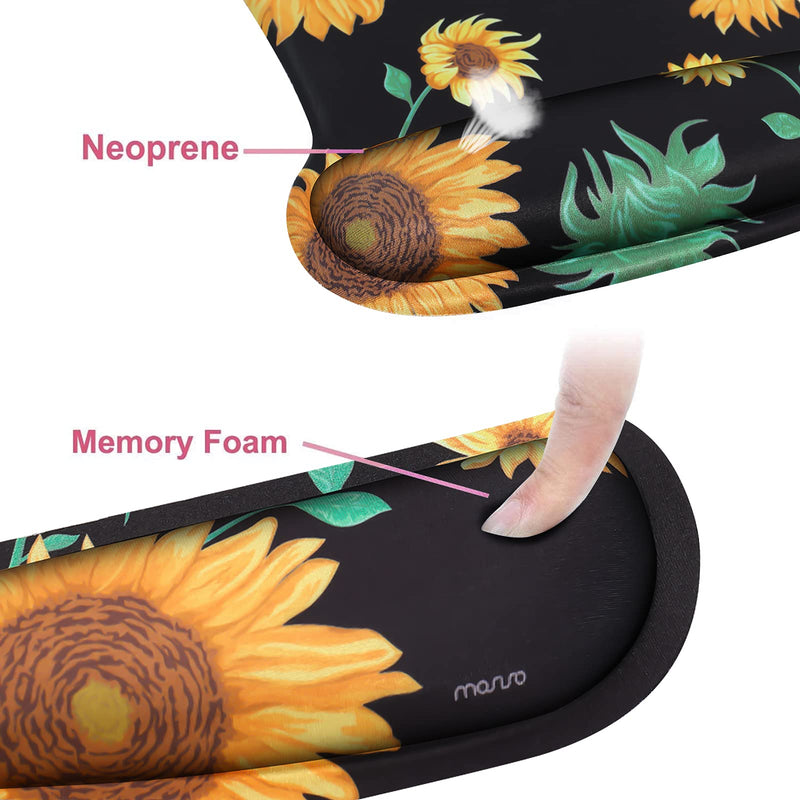 [Australia - AusPower] - MOSISO Wrist Rest Support for Mouse Pad&Keyboard, Vintage Sunflowers Ergonomic Mousepad&Coaster Non-Slip Base Home/Office Pain Relief&Easy Typing Cushion with Neoprene Cloth&Raised Memory Foam, Black 