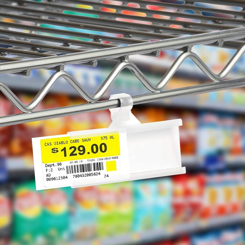[Australia - AusPower] - Reusable Plastic Wire Shelf Label Holder, for Pantry Retail Shopping Mall Store, Supermarket UPC Price Card & Ticket Display, Strong & Easy Clip Design Tight Snap Lock Closure. 1-1/4" H X 3" W (25) 25 