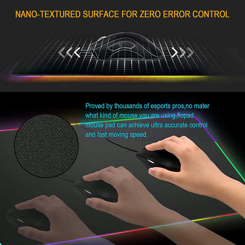 [Australia - AusPower] - RGB Gaming Mouse Pad, Rocketek Large Extended Soft LED Mouse Pad with Anti-Slip Rubber Base 14 Lighting Modes 2 Brightness Levels, Waterproof Computer Keyboard Mousepad Mat 800 x 300mm/31.5 x 11.8inch 