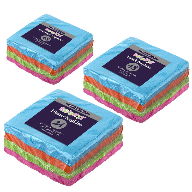 [Australia - AusPower] - Party Essentials 2-Ply Paper Cocktail Beverage Napkins, Assorted Neon Brights, 48-Count 