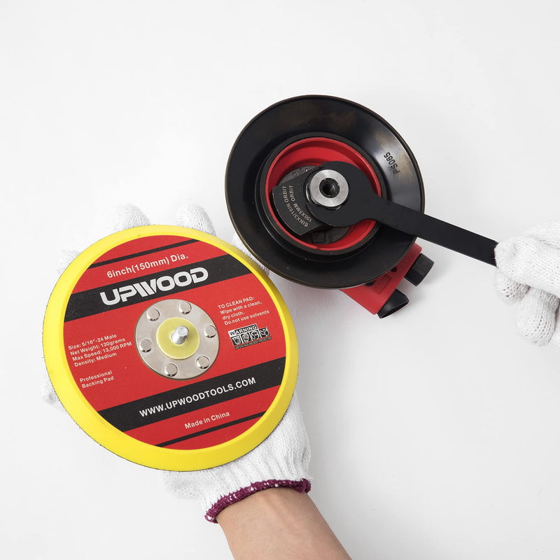 [Australia - AusPower] - UPWOOD 2 pcs 6" Vinyl Face PSA Backing Pad for Air Sander Polisher, 5/16" Arbor with 24 Thread 1,3000RPM DA Sanding Pad 6 inch 